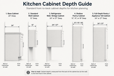 How Deep Are Kitchen Cabinets? Standard Base, Wall & Pantry Depths - RTA Cabinets House