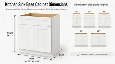 Kitchen Sink Base Cabinet Dimensions: Width, Depth & Layout Guide - RTA Cabinets House