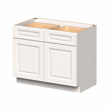 Glacier White - 39"W 2 Door 2 Drawer Base Cabinet