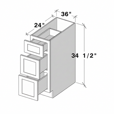 Classic White Shaker - 36"W Drawer Base Cabinet