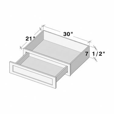 Classic White Shaker - 30"W x 7-1/2"H Knee Drawer