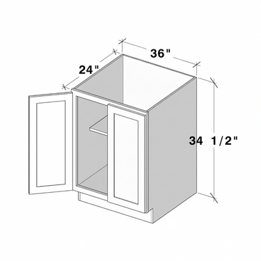 Pearl White - 36"W Full Height Double Doors Base Cabinet