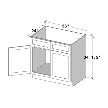 White Shaker - 36"W 2 Doors Sink Base Cabinet