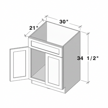 Classic White Shaker - 30"W 2 Doors Vanity Base Cabinet
