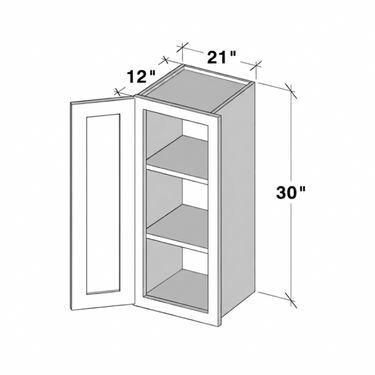 Pearl White - 21"W x 30"H Single Door Wall Cabinet