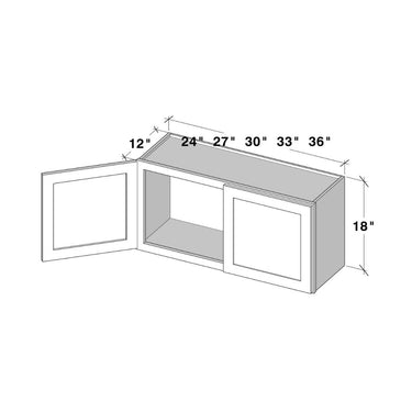 White Shaker - 24"W x 18"H Double Doors Wall Cabinet