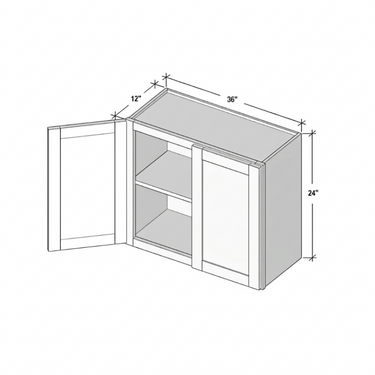 Pearl White - 36"W x 24"H Double Doors Wall Cabinet