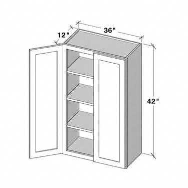 Pearl White - 36"W x 42"H Double Doors Wall Cabinet