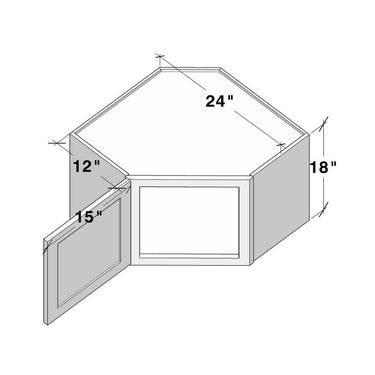 White Shaker - 24"W x 18"H Wall Diagonal Corner Cabinet