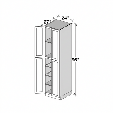 Dove Grey Shaker - 24"W x 96"H Utility Cabinets
