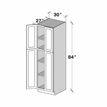Dove Grey Shaker - 30"W x 84"H Utility Cabinets