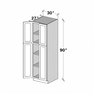Dove Grey Shaker - 30"W x 90"H Utility Cabinets