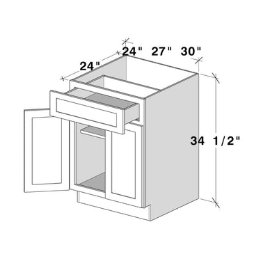 White Shaker - 24"W Double Doors Base Cabinet