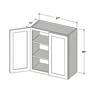 Pearl White - 27"W x 36"H Double Doors Wall Cabinet