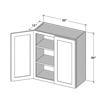 Pearl White - 33"W x 30"H Double Doors Wall Cabinet