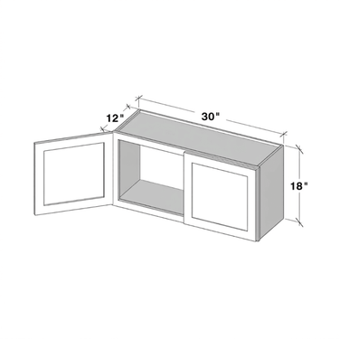 Pearl White - 30"W x 18"H Double Doors Wall Cabinet