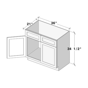 White Shaker - 36"W Vanity Base Cabinet
