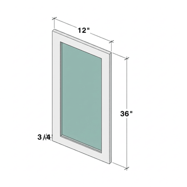 Classic White Shaker - 11-11/16"W x 35-1/2"H Wall Cabinet Glass Door