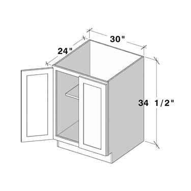 Pearl White - 30"W Full Height Double Doors Base Cabinet