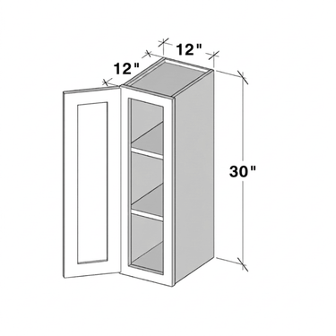 Pearl White - 12"W x 30"H Single Door Wall Cabinet