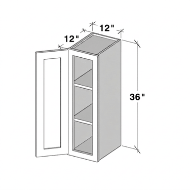 Pearl White - 12"W x 36"H Single Door Wall Cabinet