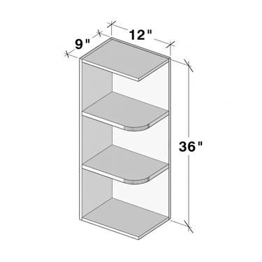 Dove Grey Shaker - 9"W x 36"H Wall End Shelf Cabinet