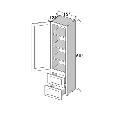White Shaker - 15"W x 60"H Counter Line Linen Cabinet