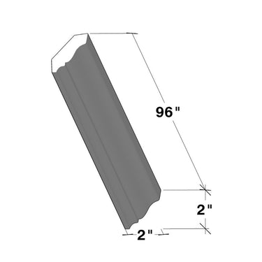 White Shaker - 96"W x 2"H Small Crown Molding