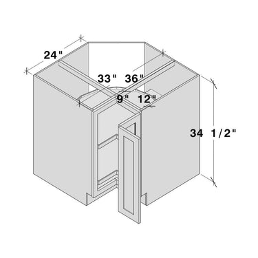 White Shaker - 33"W Lazy Susan Corner Base Cabinet