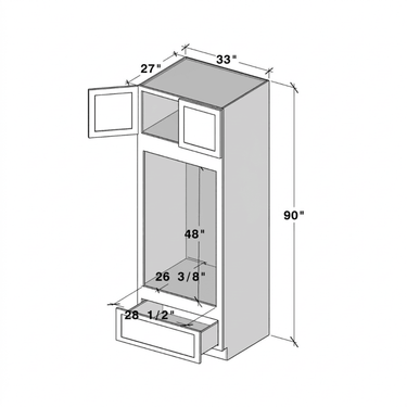 Dove Grey Shaker - 33"W x 90"H Oven Pantry Cabinet