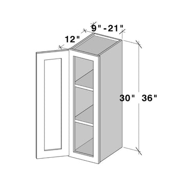 White Shaker - 9"W x 36"H Single Door Wall Cabinet