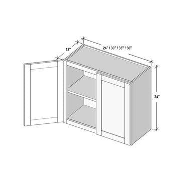 White Shaker - 24"W x 24"H Double Doors Wall Cabinet