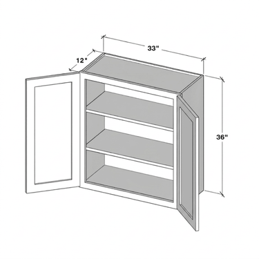 Pearl White - 33"W x 36"H Double Doors Wall Cabinet
