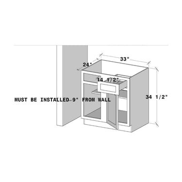 White Shaker - 33"W Blind Corner Base Cabinet