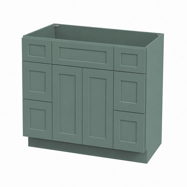 Sage Green Shaker - 48"W 2 Doors 6 Drawers Vanity Base Cabinet