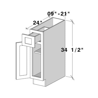 White Shaker - 12"W Single Door Base Cabinet