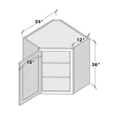 Dove Grey Shaker - 24"W x 36"H Diagonal Corner Wall Cabinet