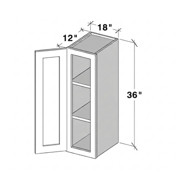 Pearl White - 18"W x 36"H Single Door Wall Cabinet