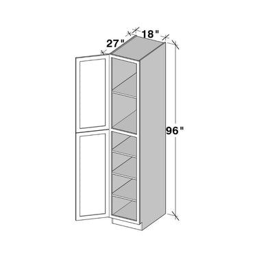 White Shaker - 18"W x 96"H Utility Cabinets