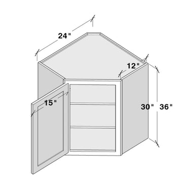 White Shaker - 24"W x 30"H Diagonal Corner Wall Cabinet