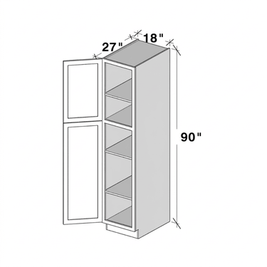 Pearl White - 18"W x 90"H Utility Cabinets