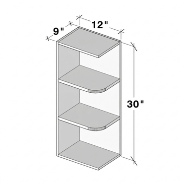 Dove Grey Shaker - 9"W x 30"H Wall End Shelf Cabinet