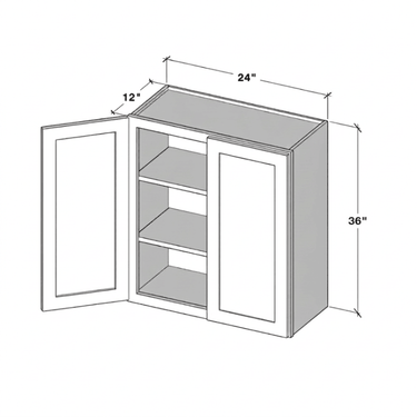 Pearl White - 24"W x 36"H Double Doors Wall Cabinet