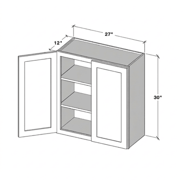 Pearl White - 27"W x 30"H Double Doors Wall Cabinet
