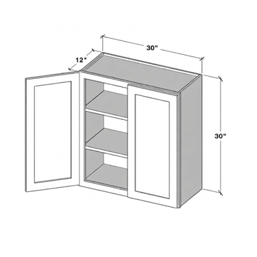 Pearl White - 30"W x 30"H Double Doors Wall Cabinet