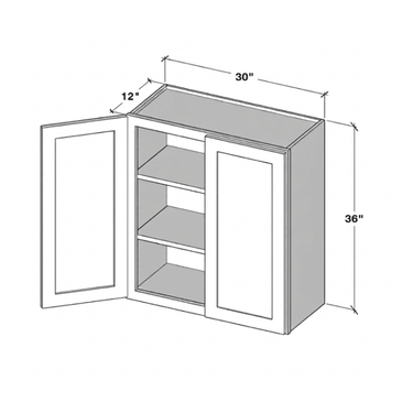 Pearl White - 30"W x 36"H Double Doors Wall Cabinet