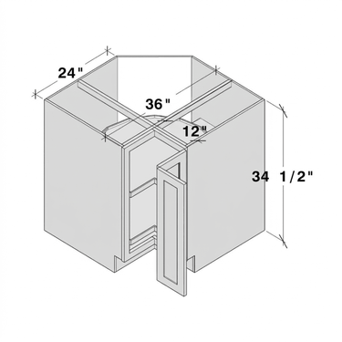Dark Caramel - 36"W Lazy Susan Corner Base Cabinet