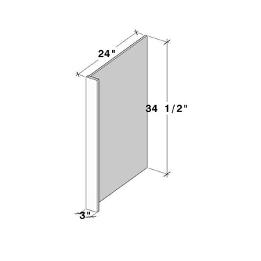 White Shaker - 3"W x 34-1/2"H Dish Washer Panel
