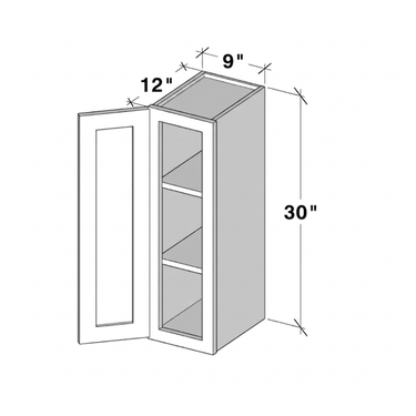 Pearl White - 9"W x 30"H Single Door Wall Cabinet