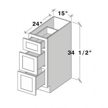 Dark Caramel - 15"W Drawer Base Cabinet